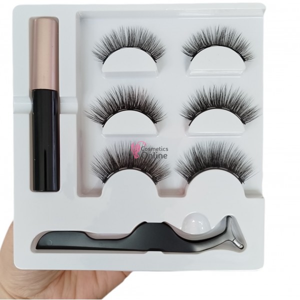Gene false Amelie Effect 3D tip banda 3 perechi cu Magnet Cod 003 + Adeziv cu magnet si Penseta